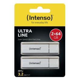Intenso 3531490 Memoria USB 3.2 Ultra 64GB Pack 2 Unidades Aluminio Plata