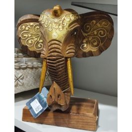 DKD Home Decor Figura Indio de Albasia Natural Dorado 22 x 21 x 14 cm Pack 4 Unidades
