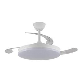 Cristalrecord Milky Eco M Ventilador Techo Blanco Led 45W 4400lm 3Aspas Retráctiles 6Vel 3000-4000-6000K 32-42cm Mando