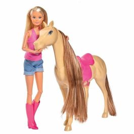 SIMBA Steffi Love Caballo de Juguete Grande 29 cm para Muñecas Steffi con Función de Alimentación Interactiva de Zanahoria Mágica