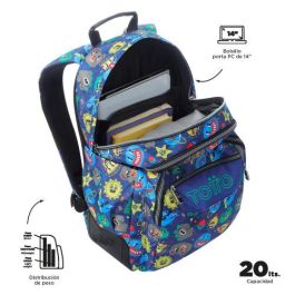 Totto Mochila Escolar Rayol Tello MA04ECO002-2416N-8JZ, Mediana, 33 x 44 x 13.5 cm, 19.6L, Estampado