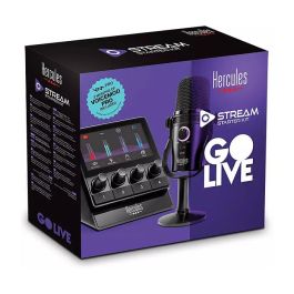 Hercules Stream Starter Kit, Micrófono USB Tipo C, Unidireccional/Cardioide, 50 - 18000 Hz, -53 dB, Controlador de Audio TFT 4.3"