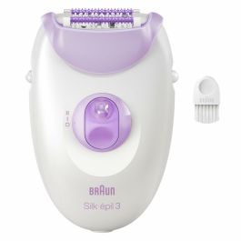 Braun Silk-épil 3 Depiladora Eléctrica para Mujer, 20 Pinzas MicroGrip, Luz Smartlight, Cabezal Masaje, Púrpura, Fabricada en Alemania