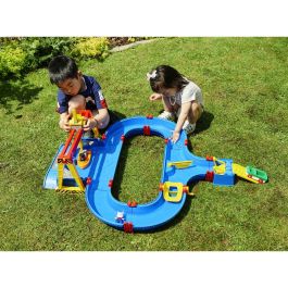 Aquaplay Port a Container - Circuito de Agua con Barco, Coche Anfibio, Grúa y Minifiguras - 104x90 cm para Niños 3+ Años