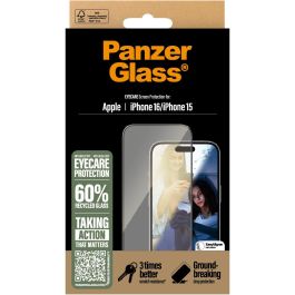 PanzerGlass UWF Protector de Pantalla para iPhone 16 / 15 Ultra-Wide Fit, Resistente a Rayones y Golpes