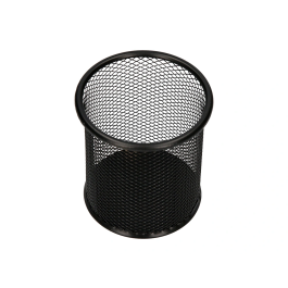 Q-connect Cubilete portalápices Negro Metal Rejilla Redondo Diámetro 86 mm Alto 105 mm