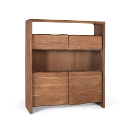 GINER Y COLOMER Aparador de Madera Maciza de Acacia, Diseño Natural con Cristal, 112x36 cm