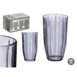 Vivalto Vaso Alto Rayas Humo 440 ml - Vidrio Gris - 8.3x14.2 cm (Set de 24) Precio: 33.7900002. SKU: B19HZBEPPZ