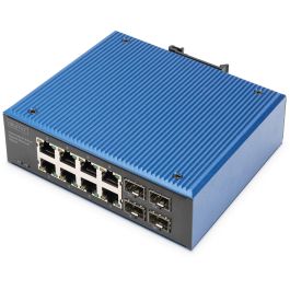 Digitus Switch Gigabit Ethernet Industrial No Gestionado 8 Puertos RJ45 + 4 Puertos SFP/SFP+ IP40 Montaje DIN