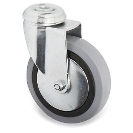 Q&Q Rueda Giratoria Aro Goma Gris Ø100mm Pasante 10mm Zincada Antihilo Soporte Acero Doble Bola Carga 70kg Sin Freno Precio: 6.95000042. SKU: B1G6D9BBAW