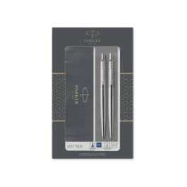 Parker Jotter Duo Juego de Escritura Acero Inoxidable Bolígrafo y Portaminas Estuche Parker