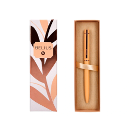 Belius Bolígrafo Rose Aluminio Naranja/Oro Rosa Tinta Azul Caja de Diseño