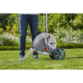 GARDENA 18541-20 Carro Manguera CleverRoll M Metall, Manual, Capacidad 60m, Acero Inoxidable y Plástico