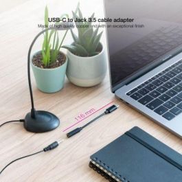 NANO CABLE 10.24.1205 Cable Adaptador de Audio USB-C Macho a Jack 3.5 Hembra 0.11m Negro