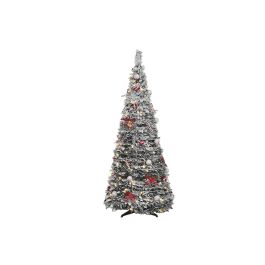 DKD Home Decor Árbol de Navidad Tradicional de PVC y LED, Plegable y Desmontable, en Rojo y Blanco, 71x71x180 cm, con protección IP44