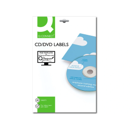 Q-connect kf01579 Etiquetas Adhesivas para CD-ROM, Fotocopiadora, Láser, Ink-jet - Caja con 50 etiquetas
