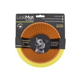 Lickimat Wobble Perro - Cuenco Anti-Estrés para Lamer Comida Húmeda y Untable - Distracción y Enriquecimiento - Naranja