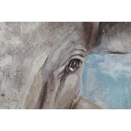 DKD Home Decor Cuadro Vaca Azul Rosa Lienzo Pino Hecho a Mano 100 x 100 x 3.5 cm (2 Unidades)