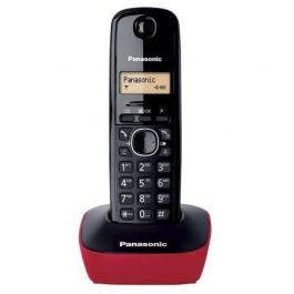 Panasonic KX-TG1611 Teléfono Inalámbrico DECT con Identificador de Llamada, Agenda 50 Contactos, Pantalla Retroiluminada, 15h Autonomía - Negro/Rojo
