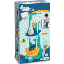 Ecoiffier Carro de Limpieza Juguete Infantil Completo con Escoba, Cubo, Aspirador, 2 Botellas y 8 Accesorios para Niños 3+ años
