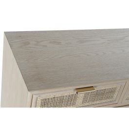 DKD Home Decor Cómoda Scandi Rejilla Natural 5 Cajones Paulownia MDF Marrón Claro Dorado 39.5 x 81 x 80 cm
