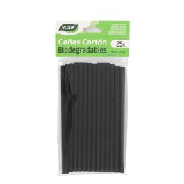 Set de 25 pajitas de cartón negras 140x6 Algon (24 Unidades) Set de 25 pajitas de cartón negras 140x6 Algon (24 Unidades)
