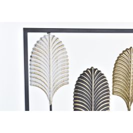 DKD Home Decor Decoración Pared Moderna de Metal en Negro Multicolor con Detalles de Hojas, 90x35cm