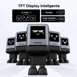 Ugreen 45515B Cargador Rápido 100W GaN 4 Puertos USB-C y USB-A con Pantalla TFT Inteligente para Móviles y Portátiles