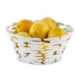 Alessi BM10/21 W Barket Cesto Redondo Acero y Resina Blanco 21cm Alessi BM10/21 W Barket Cesto Redondo Acero y Resina Blanco 21cm