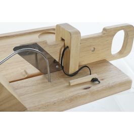 DKD Home Decor Cortador de Embutido de Madera Rubberwood y Acero Inoxidable Natural - 29x29x10 cm