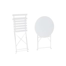 Conjunto de Mesa con 2 Sillas Home ESPRIT Blanco Metal 60 x 60 x 71 cm