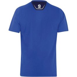 Sparco S02408AZ4XL Camiseta Tech Stretch de Algodón Suave y Elástico Azul Talla XL con Detalles Contrastados