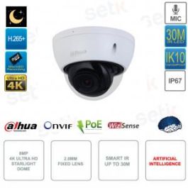 (Dh-Ipc-Hdbw2841Ep-S-0280B) Dahua Cámara Ip Domo Antivandálico Wizsense Lite Serie 2 8Mp Ir 30M Wdr Soporta Microsd 256Gb con Inteligencia Artificial Micrófono Incorporado Óptica Fija 2.8Mm Poe Precio: 154.4999995. SKU: B1JE9XYP2S