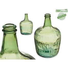 Botella Decorativa Vidrio Rayada 8L Verde Giftdecor 19.5x35.5x19.5 cm (2 Unidades)
