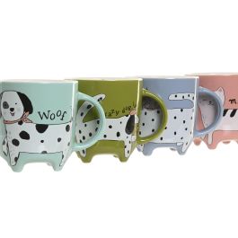 DKD Home Decor Taza Escandinava Azul Rosa 7.5 x 9.5 x 9 cm Porcelana New Bone Apto Microondas Lavavajillas (12 Unidades)