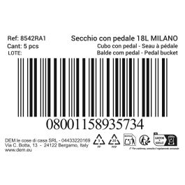 Inde Cubo con Pedal Milano 18L Blanco (5 Unidades)