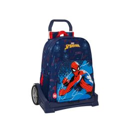 Mochila Escolar con Ruedas Spider-Man Neon Azul marino 33 x 42 x 14 cm