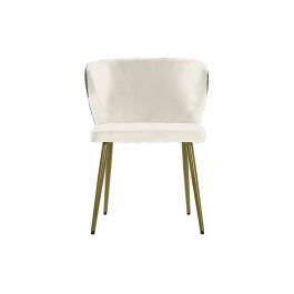 DKD Home Decor Silla Glam Blanca y Negra de Poliéster y Metal. Altura de Asiento 48cm, Desmontable. Dimensiones 58x58x78 cm.