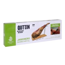 Quttin Jamonero de Bambú y Metal - 16,5 cm Ancho x 49 cm Largo x 2,3 cm Alto (4 Unidades)