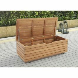 Cómoda de Jardín 190L en Madera de Eucalipto FSC con Ruedas - Efecto Teca - 48,5 x 109,5 x 37 cm