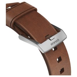 Nomad NM1A4RSM00 Correa Moderna de Cuero Marrón con Hebilla Plateada de Acero Inoxidable para Apple Watch (Series Sport/Edition/Estándar, 46/49mm)