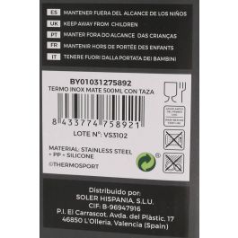 Termo Inox Mate 500 ml con Taza - Thermosport (8 Unidades) Termo Inox Mate 500 ml con Taza - Thermosport (8 Unidades)