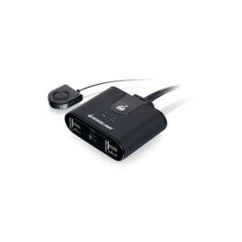 IOGEAR Switch USB 2.0 para Compartir 4 Periféricos entre 2 Ordenadores - Hub KVM con Protección de Corriente, 480 Mbps
