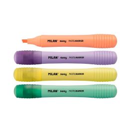 Milan Kit 4 fluorescentes modelo Sway Original - Rotuladores fluorescentes punta biselada 2-4mm, colores pastel (amarillo vainilla, verde mint, naranja apricot, lila lavender)