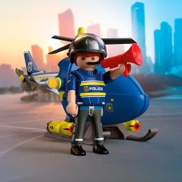 PLAYMOBIL 72080 Helicóptero Policía City Action con Radar - Juguete de Aventuras para Niños +4 Años