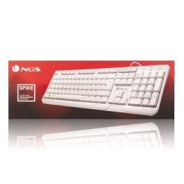 NGS Teclado Con Cable Spike USB con Teclas Multimedia y Plug & Play, Diseño Resistente a Salpicaduras