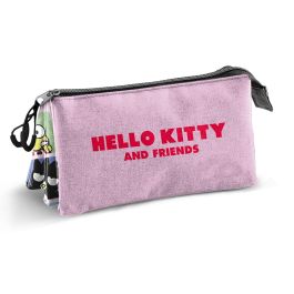 Sanrio Hello Kitty Estuche Portatodo Triple Panels para Lápices Ripstop Repelente Agua Multicolor 10x23.5x5cm