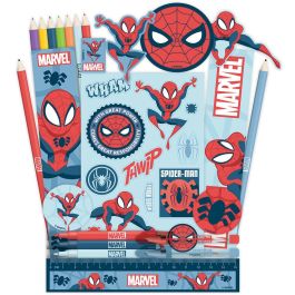 Marvel Calendario Adviento Spiderman con 24 Sorpresas de Papelería, Lápices, Bolígrafos y Más - 35x25x3cm