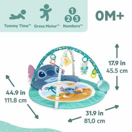 Bright Starts Alfombra de Juego Bebé BRI0074451174467 Disney Baby Stitch, Evolutiva con Juguetes Sensoriales, Peluche, Espejo y Sonajero