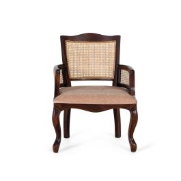 Giner Y Colomer Sillón Clásico de Madera de Acacia con Rejilla y Asiento Tela Beige